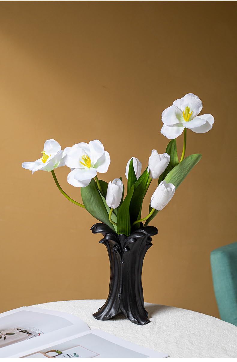 Modern Ceramic vases, Wave Shape Design, 8.74x6.46 x 5.63 inches,can Decorate The Living Room,Dining Table and Other Spaces, Suitable for Modern, Classic, Pastoral Style Interior Decoration