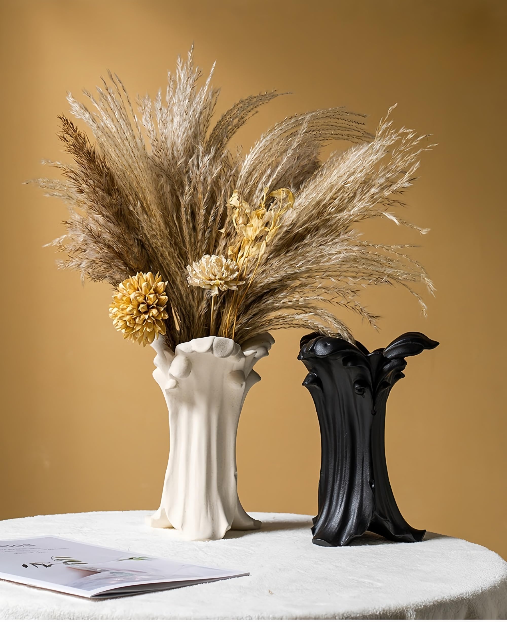 Modern Ceramic vases, Wave Shape Design, 8.74x6.46 x 5.63 inches,can Decorate The Living Room,Dining Table and Other Spaces, Suitable for Modern, Classic, Pastoral Style Interior Decoration