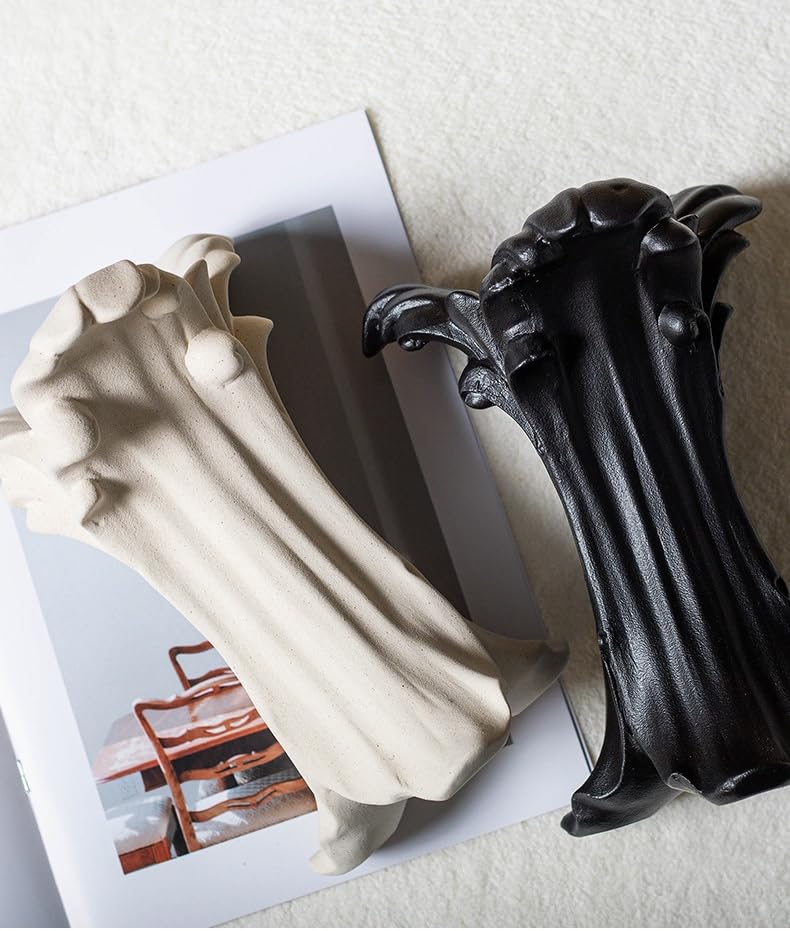 Modern Ceramic vases, Wave Shape Design, 8.74x6.46 x 5.63 inches，can Decorate The Living Room,Dining Table and Other Spaces, Suitable for Modern, Classic, Pastoral Style Interior Decoration